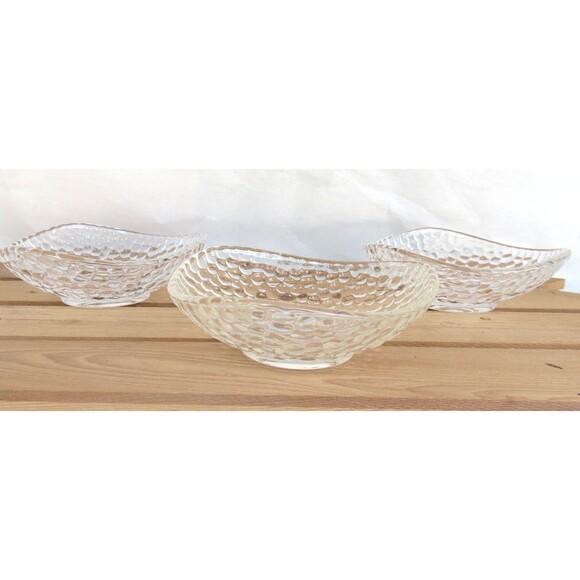 Partylite Clear Votive Holder Set up of 3 Fazzoletto Edge & Textured Glass - Picture 3 of 7
